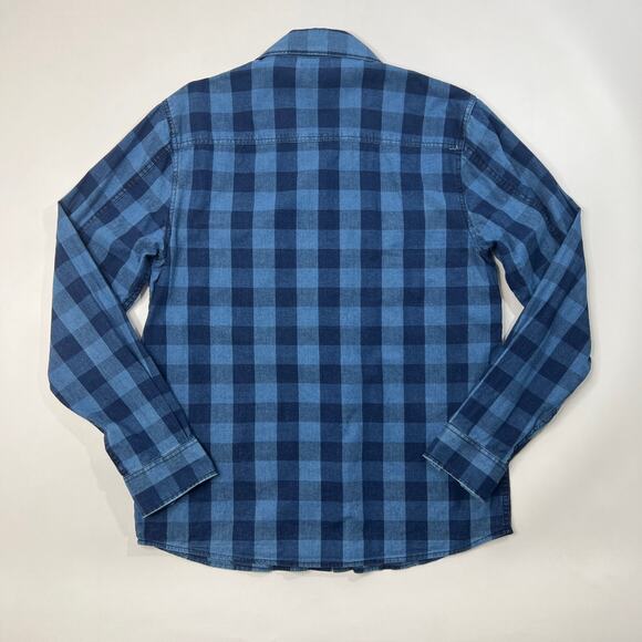 True Religion Shirt Men M Medium Blue Plaid Long Sleeve Collared Pockets Utility - Picture 9 of 13